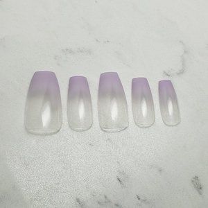 Spring Ombre Custom Press on Nails 20pc set clear light purple
